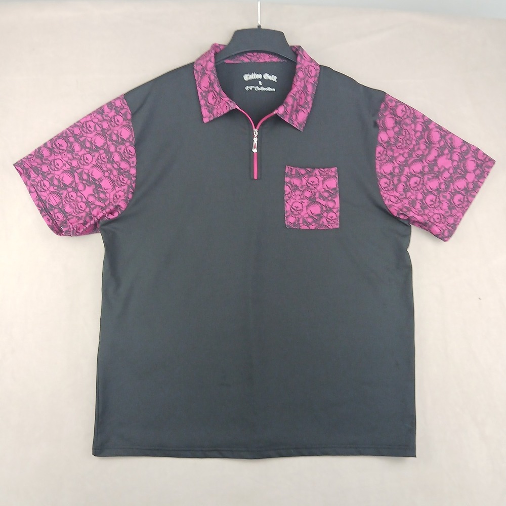 Tattoo Golf GT Collection Large Mens Polo Shirt 1/4 Zip Skulls 23x28